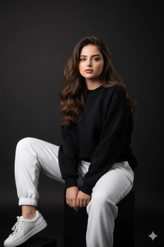 Oversized Sweatshirt Fashion Portrait in Studio thumbnail 2