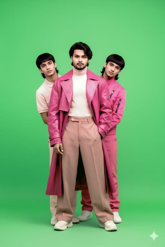 Electric Green Fashion Editorial with Male Models thumbnail 2