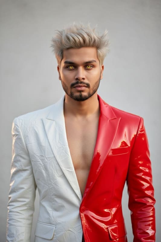 Edgy Fashion Portrait with Contrasting Textures - view 1