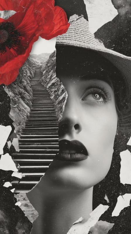 Surreal Double Exposure Portrait with Vintage Staircase thumbnail 4