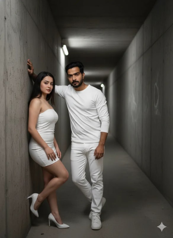 Edgy Couple Photo in Concrete Tunnel: AI Art Prompt thumbnail 2