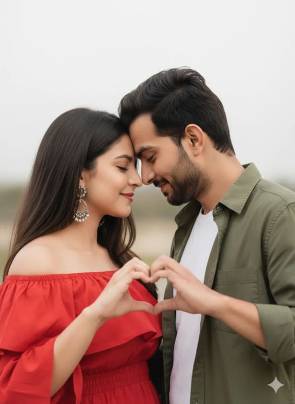 Romantic Couple Heart Hands Portrait Photography thumbnail 3