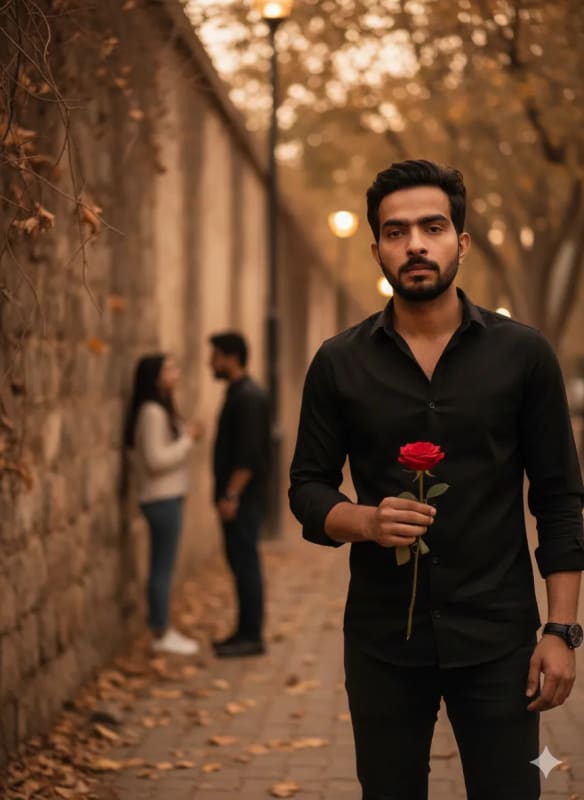 Heartbreak Scene: Man with Rose, Lost Love - view 1