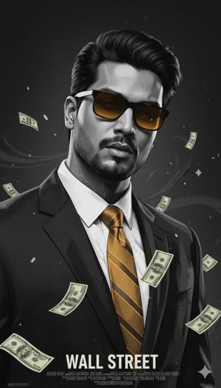 Cinematic Wall Street Movie Poster with User's Face thumbnail 2
