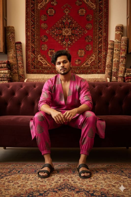 Magenta Kurta Fashion Editorial: Bohemian Rug Shop - view 1
