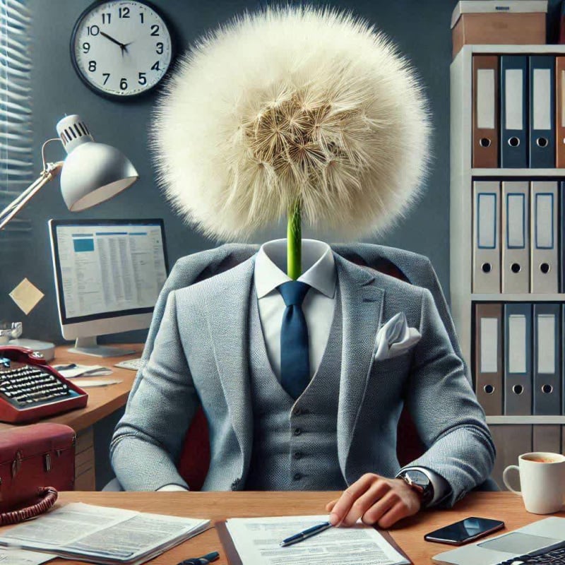 Dandelion in a Suit: Surreal Office Portrait thumbnail 2