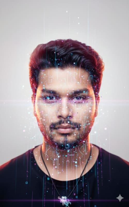 Cybernetic Glitch Portrait: Futuristic AI Art Prompt - view 1