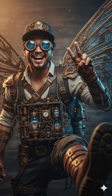 Steampunk Mechanical Wings Portrait - view 1
