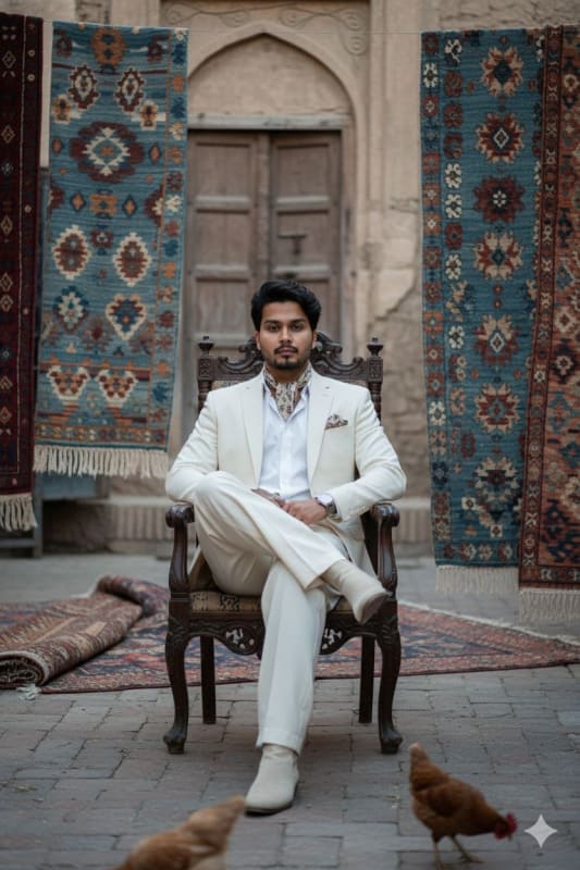 High-Fashion Editorial Portrait in Bazaar Courtyard - view 1