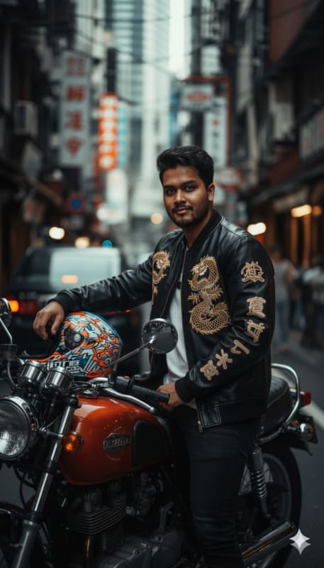 Urban Tokyo Biker Portrait thumbnail 3