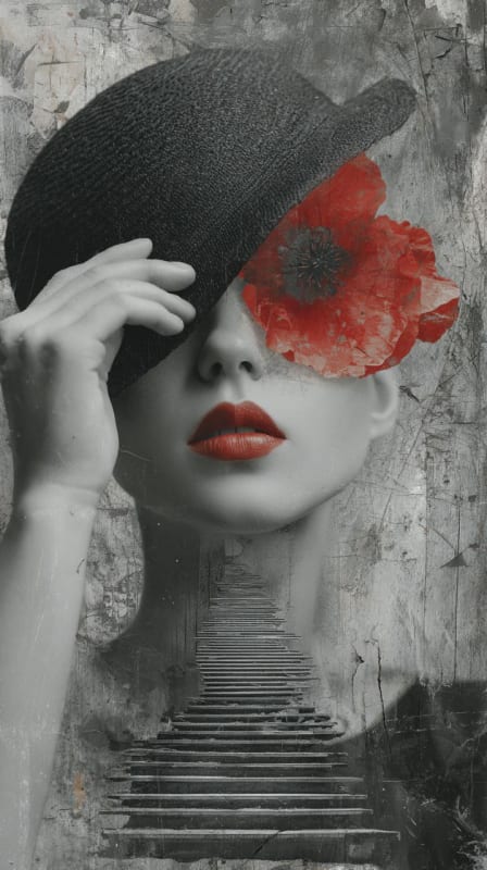 Surreal Double Exposure Portrait with Vintage Staircase - view 1
