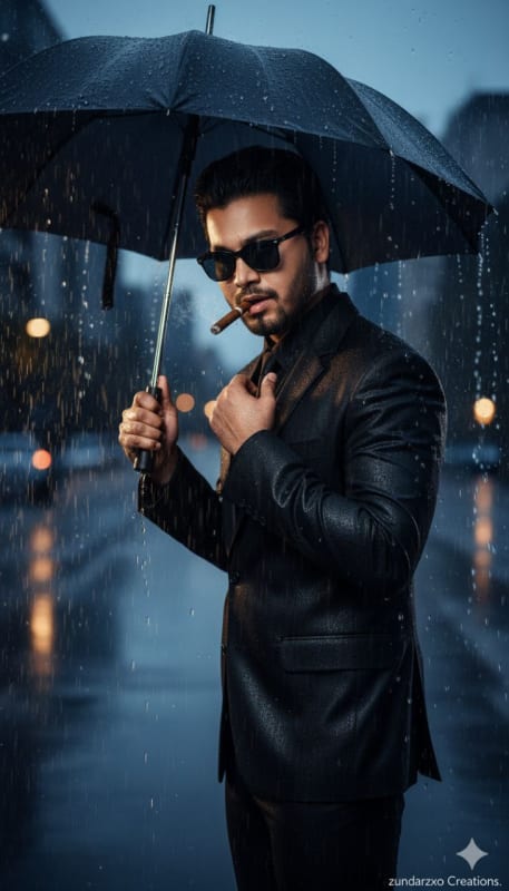 Cinematic Noir Rain Portrait - view 1