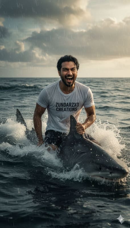 Realistic Shark Rider Portrait - view 1