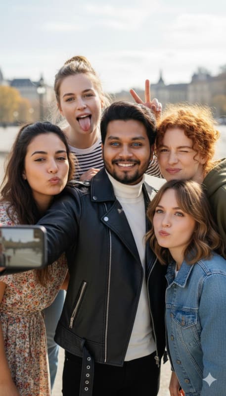 Realistic Group Selfie with Friends - view 1