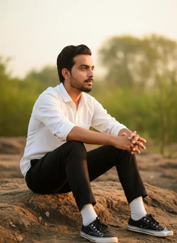 Golden Hour Portrait: Young Man in Nature - view 1
