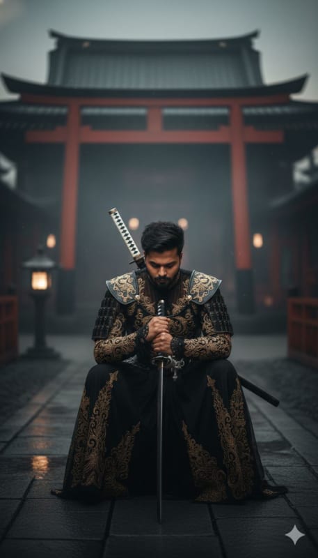 Gilded Black Samurai Portrait thumbnail 2