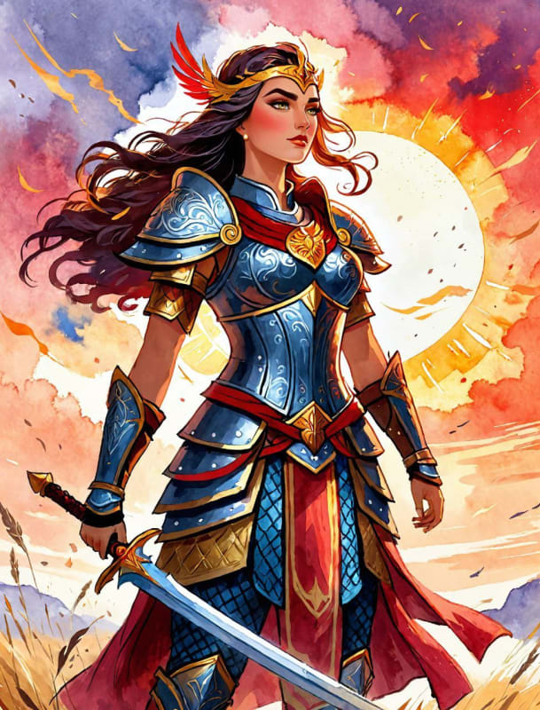 Epic War Goddess on Battlefield: AI Art Prompt thumbnail 2