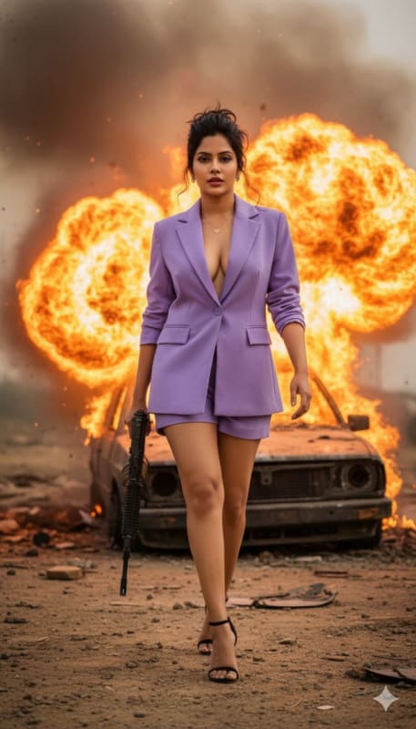Stylish Action Hero in War Zone: AI Image Prompt thumbnail 2