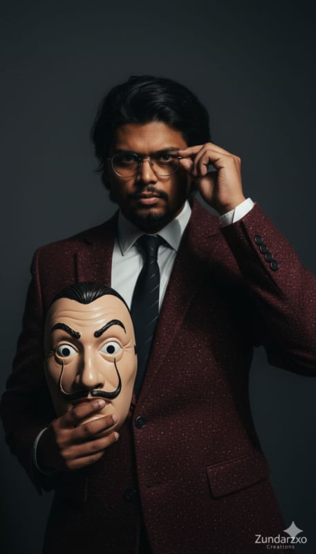 Cinematic Money Heist Portrait with Dali Mask thumbnail 2