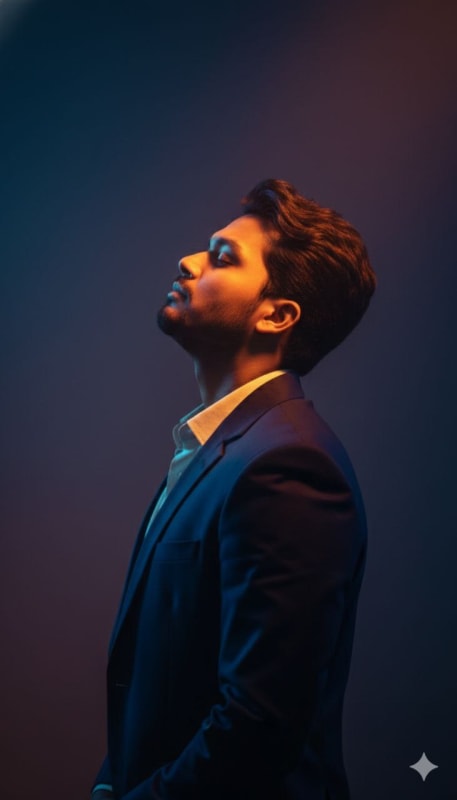 Cinematic Blue & Orange Profile Portrait - view 1