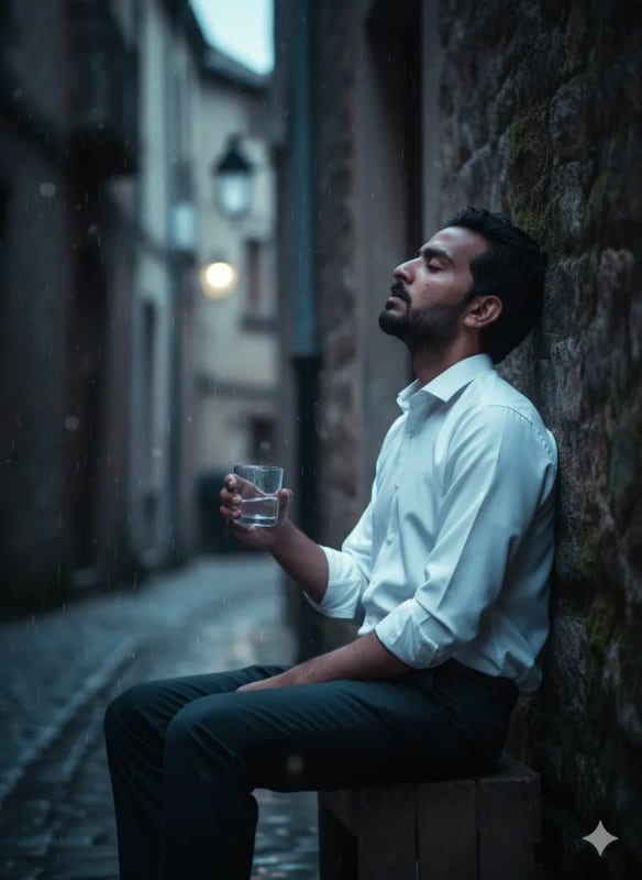Contemplative Evening in an Alley: Cinematic Portrait thumbnail 3
