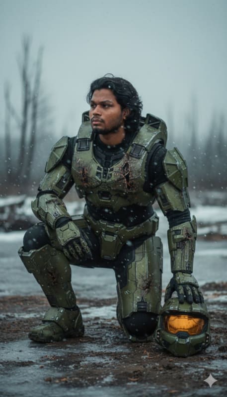 Battle-Worn Master Chief in Snowy Terrain - view 1