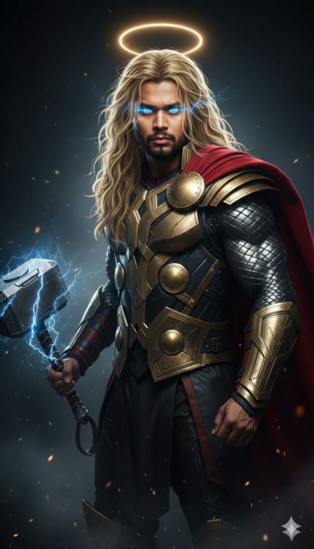 Golden Thor: Cinematic Photorealistic Portrait - view 1