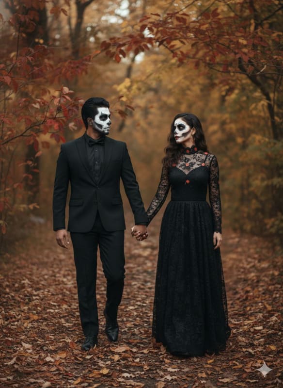 Gothic Día de los Muertos Couple Portrait Photography thumbnail 3