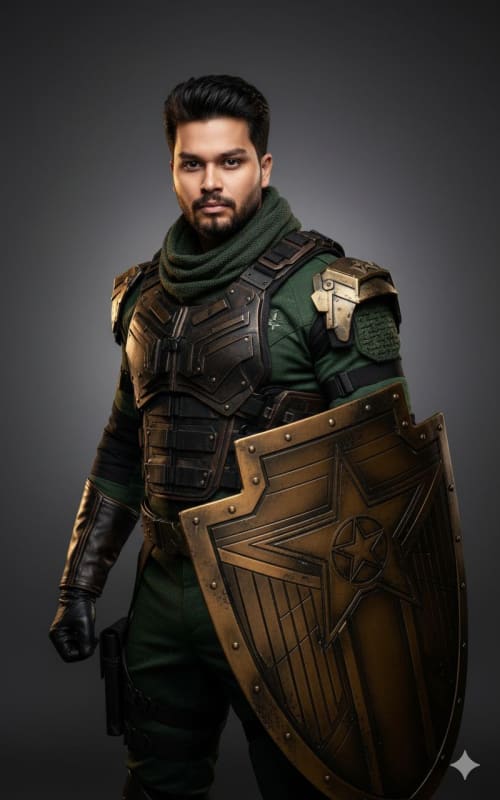 Soldier Boy Cosplay Portrait: Hyperrealistic Studio Photography - view 1