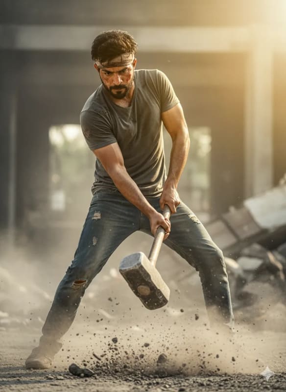 Epic Sledgehammer Fight Scene: Cinematic Action Photography - view 1