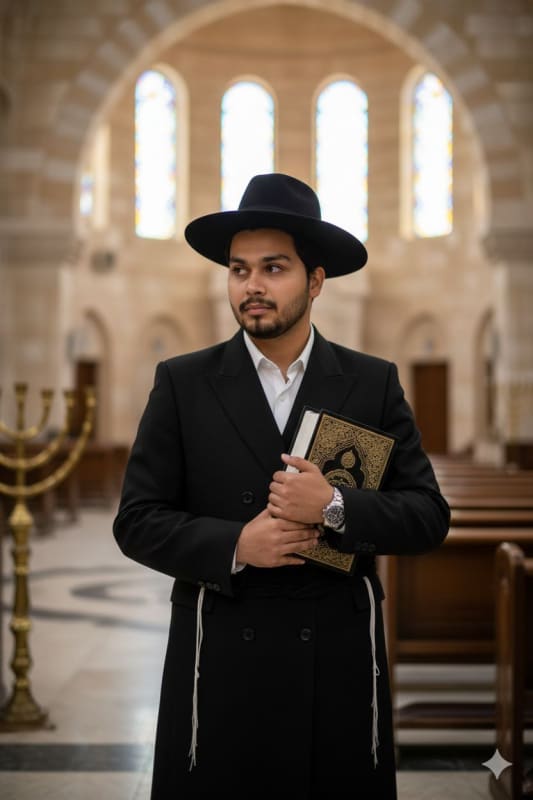 Haredi Man Portrait in Synagogue: AI Art Prompt - view 1