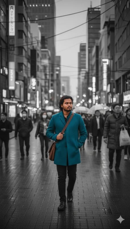 Tokyo Dusk: Selective Color Portrait - view 1
