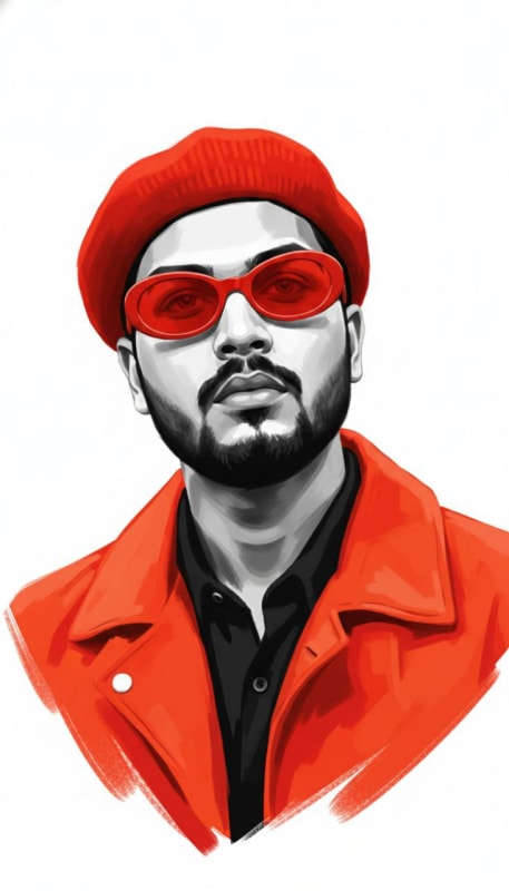 Bold Red Beret & Sunglasses Fashion Illustration - view 1