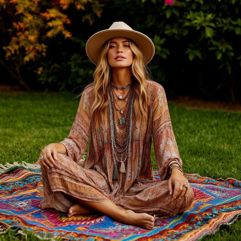 Boho Chic Woman in Garden: Fashion & Editorial Photography thumbnail 2