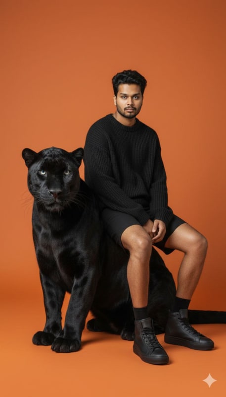 Surreal Fashion Editorial: Man on Giant Panther thumbnail 3