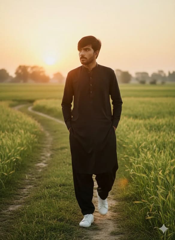Young Man in Shalwar Kameez at Sunset: Portrait Photography thumbnail 2