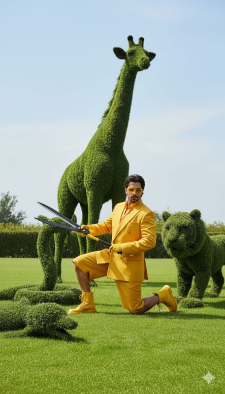 Monochromatic Yellow Topiary Fashion Editorial - view 1