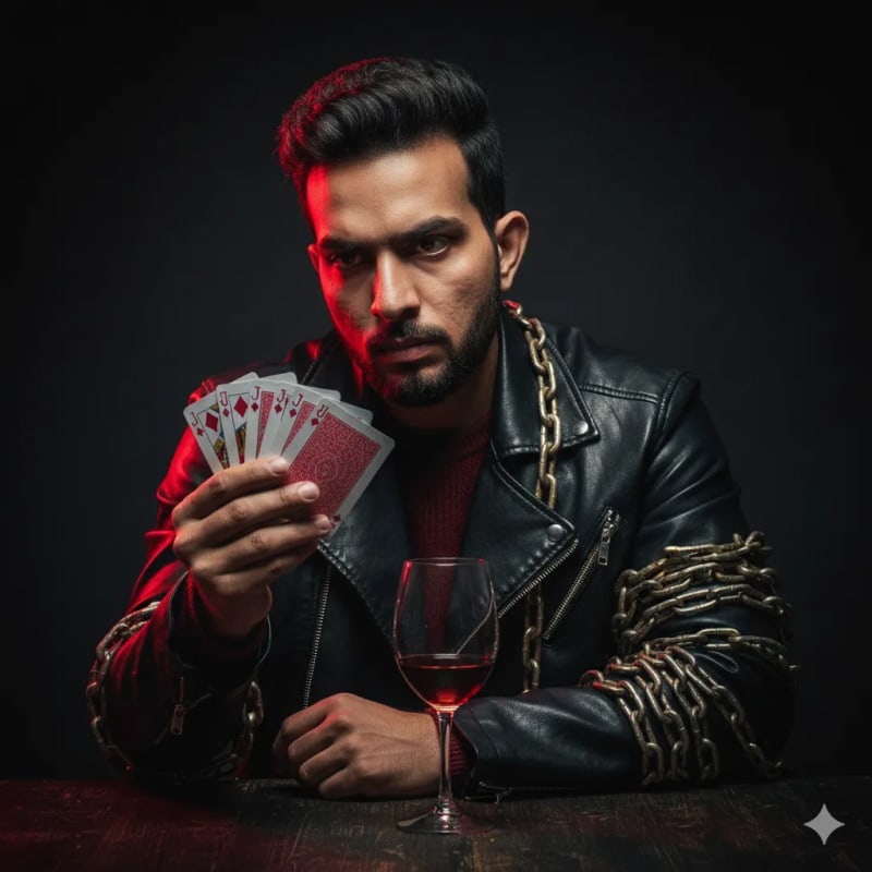 Dramatic Portrait of a Man with Playing Cards thumbnail 2
