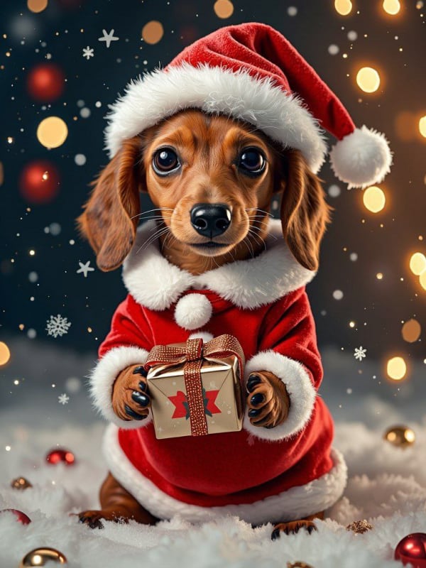 Dog in Santa Suit: Festive Holiday Portrait - view 1