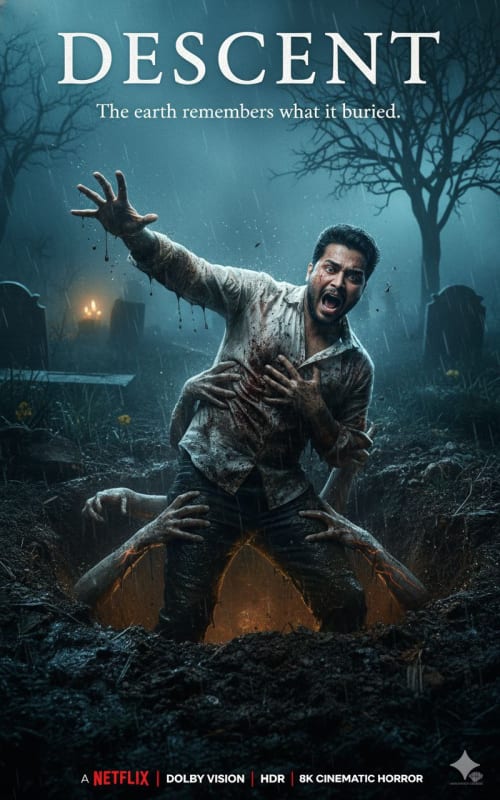 Cinematic Horror Poster: Man Dragged into Grave thumbnail 2