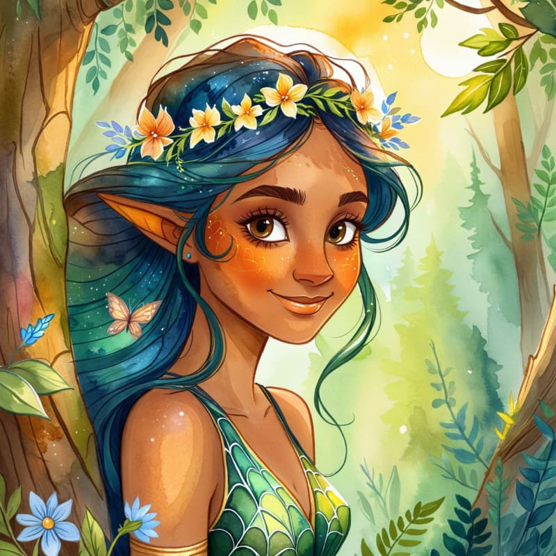 Enchanting Forest Fairy Hamadryad with Magical Aura thumbnail 3