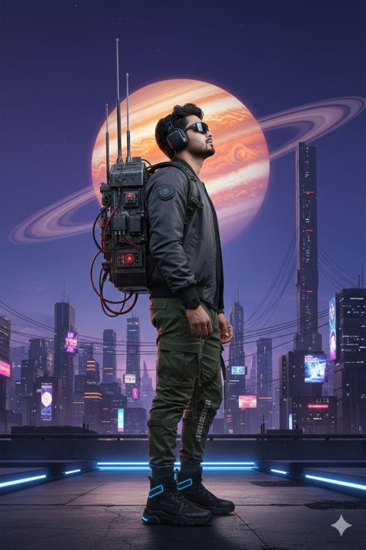Futuristic Techwear Character Portrait AI Prompt - view 1