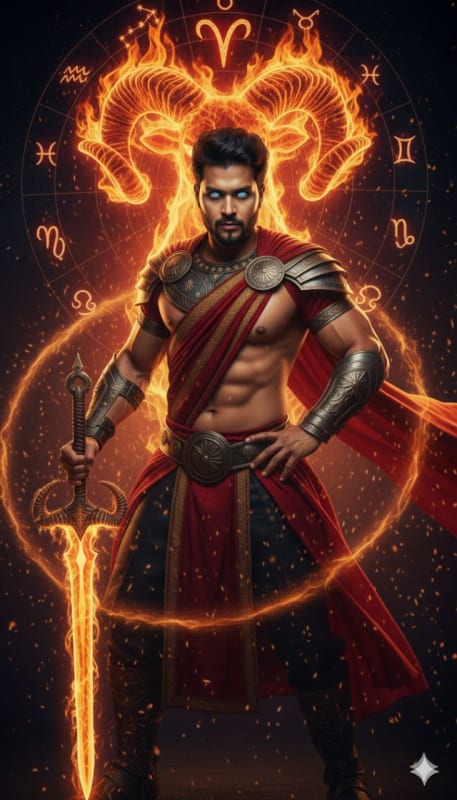 Fiery Aries Zodiac Warrior Portrait thumbnail 2