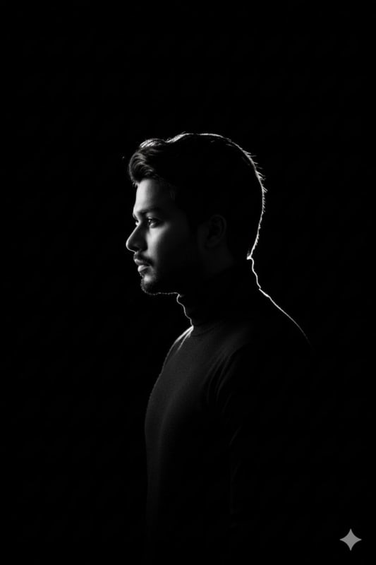 High Contrast Black and White Portrait Photography Prompt thumbnail 2