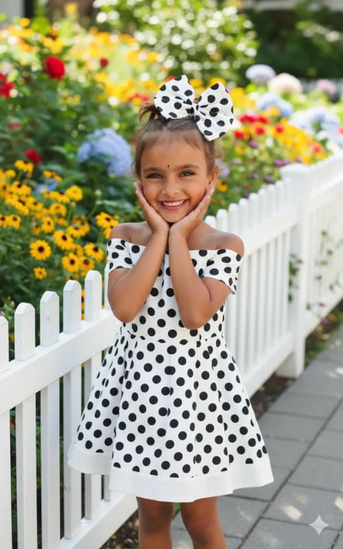 Polka Dot Dress Portrait: AI Fashion Photography thumbnail 3