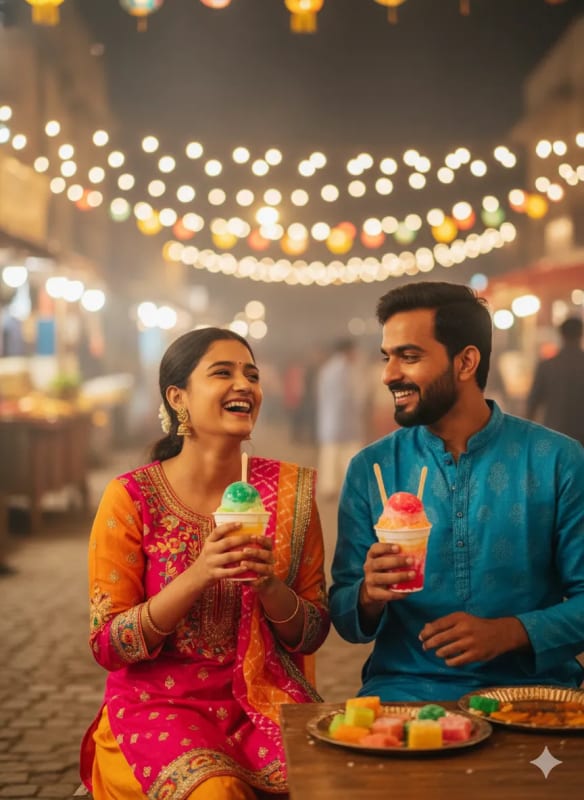 Happy Couple at Night Market Ice Gola Delight - view 1