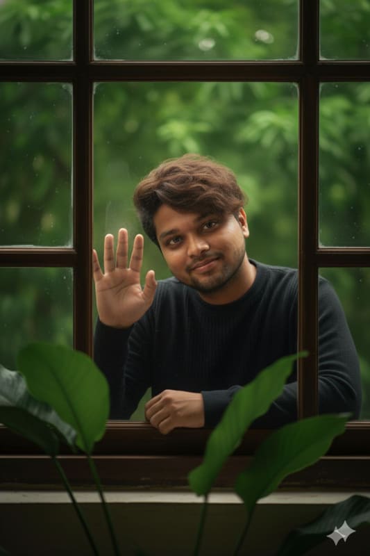 Cinematic Window Portrait with Green Bokeh thumbnail 2