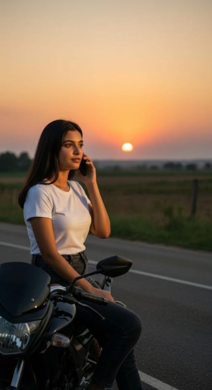 Golden Hour Motorcycle Portrait - view 1