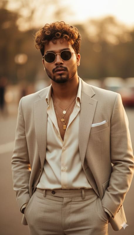 Golden Hour Portrait: Stylish Man in Linen Suit thumbnail 2