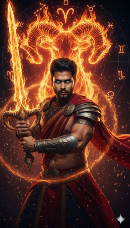 Fiery Aries Zodiac Warrior Portrait - view 1